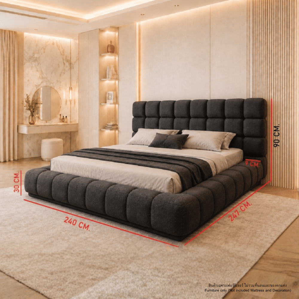 ฐานรองหัวเตียง 6 ฟุต WISDOM DESIGN FURNITURE รุ่น NOLAN สีดำ_1