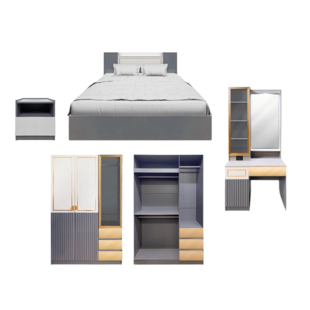 ชุดห้องนอน 6 ฟุต WISDOM DESIGN FURNITURE รุ่น GARCIA สีเทา_1