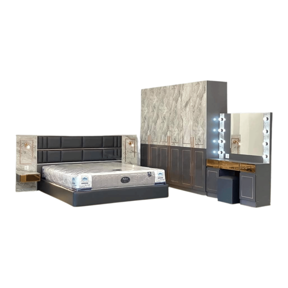 ชุดห้องนอน 6 ฟุต WISDOM DESIGN FURNITURE รุ่น MUNICH สีหินอ่อน_1