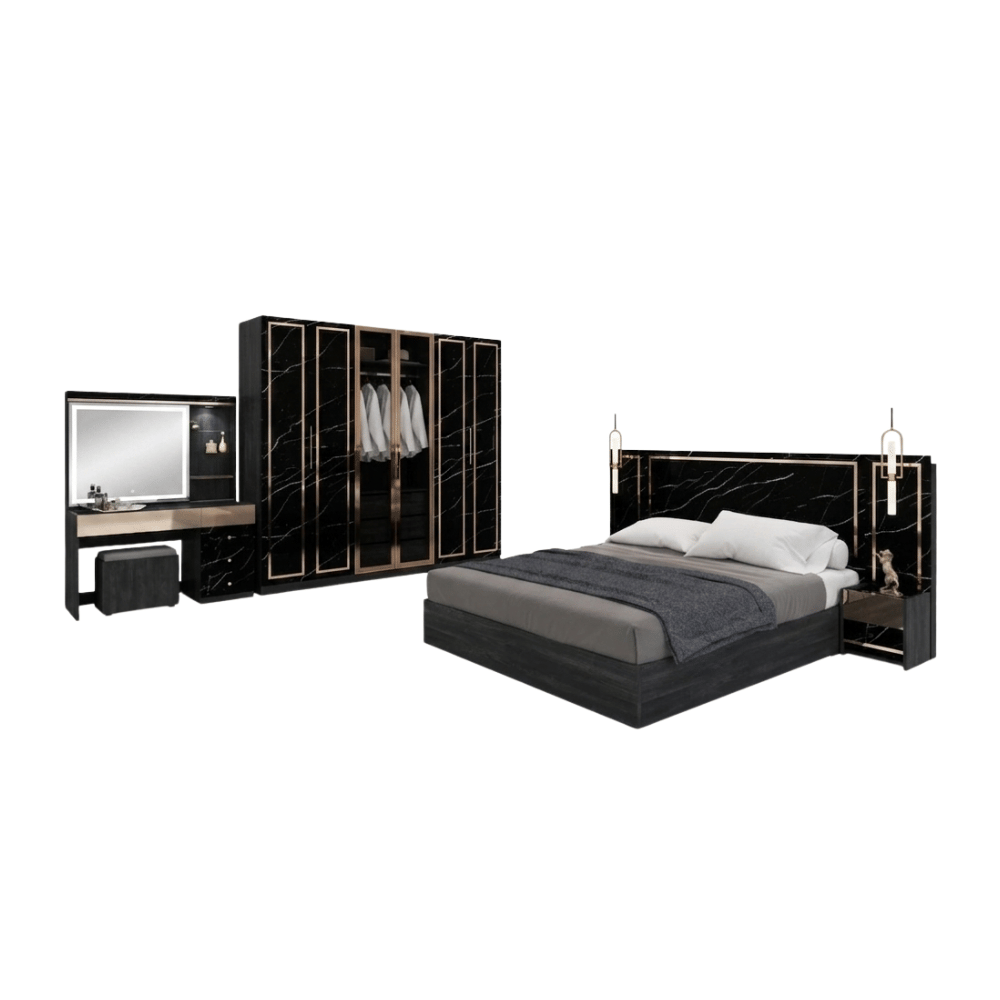 ชุดห้องนอน 6 ฟุต WISDOM DESIGN FURNITURE รุ่น AMANDA B สีดาร์คมาร์เบิ้ล_1