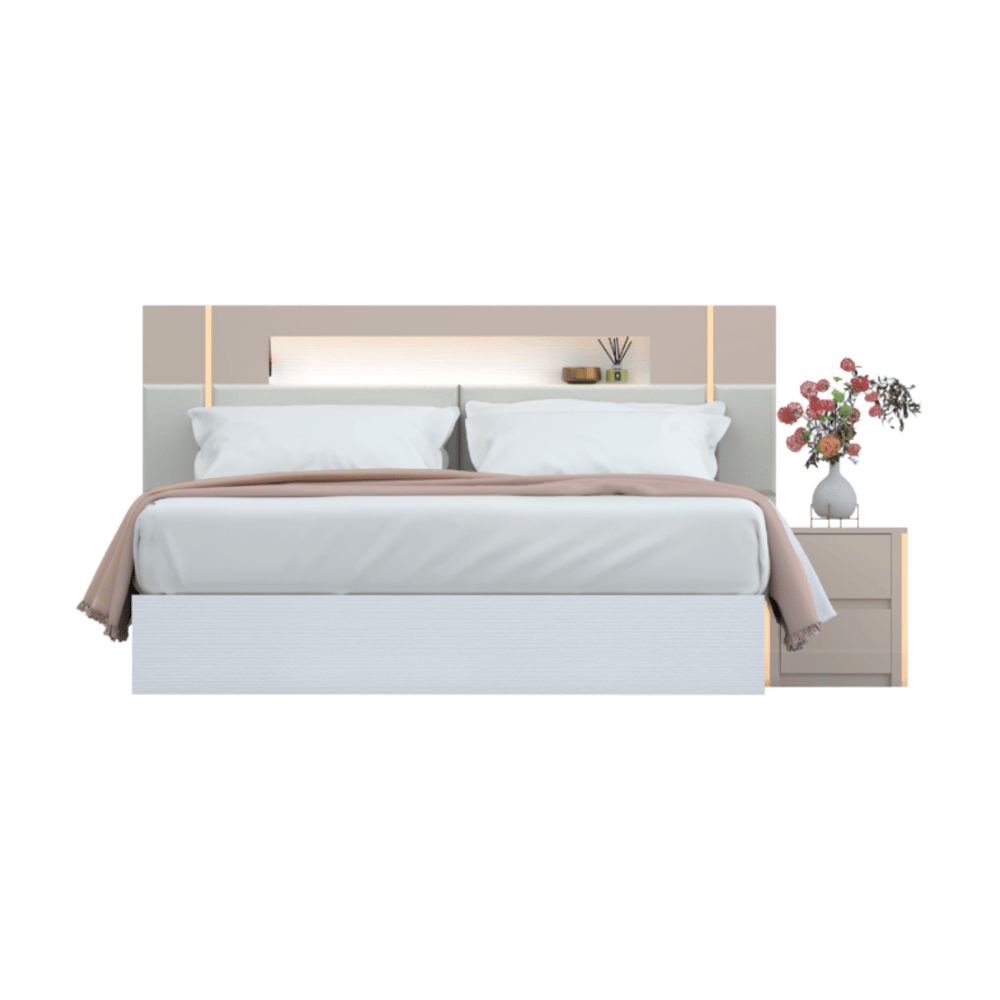 ชุดห้องนอน 5 ฟุต WISDOM DESIGN FURNITURE รุ่น NOBEL สีเบจ/กลอสซี่_1