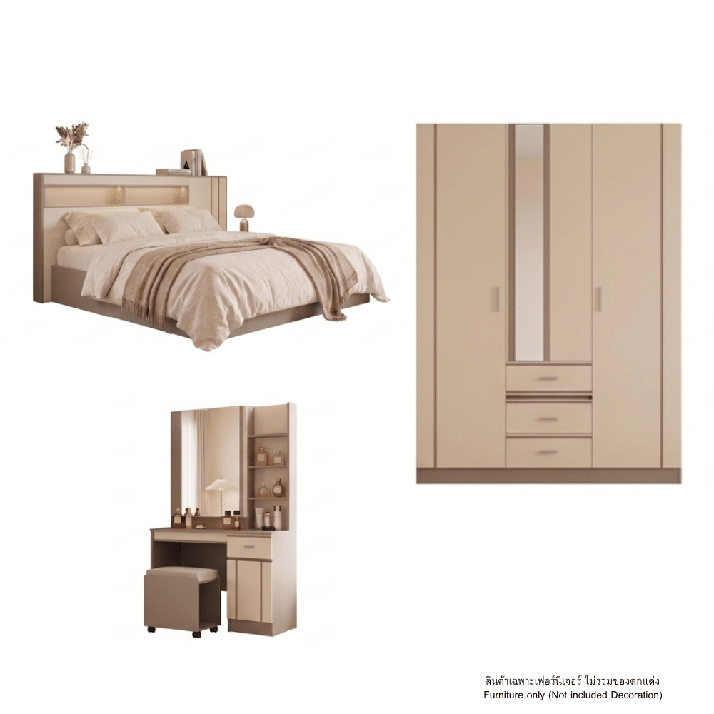 ชุดห้องนอน 6 ฟุต WISDOM DESIGN FURNITURE รุ่น TAYLOR สีครีม_1