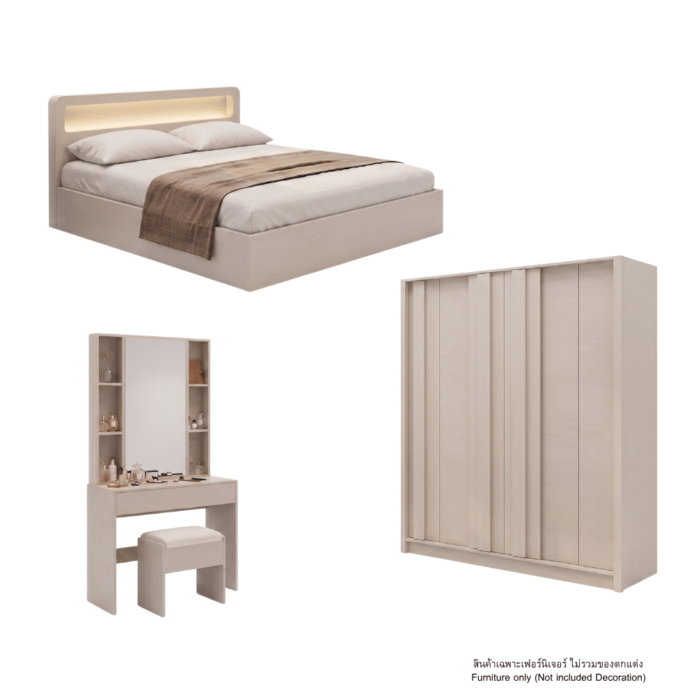 ชุดห้องนอน 5 ฟุต WISDOM DESIGN FURNITURE รุ่น NORTH สีเบจ_1
