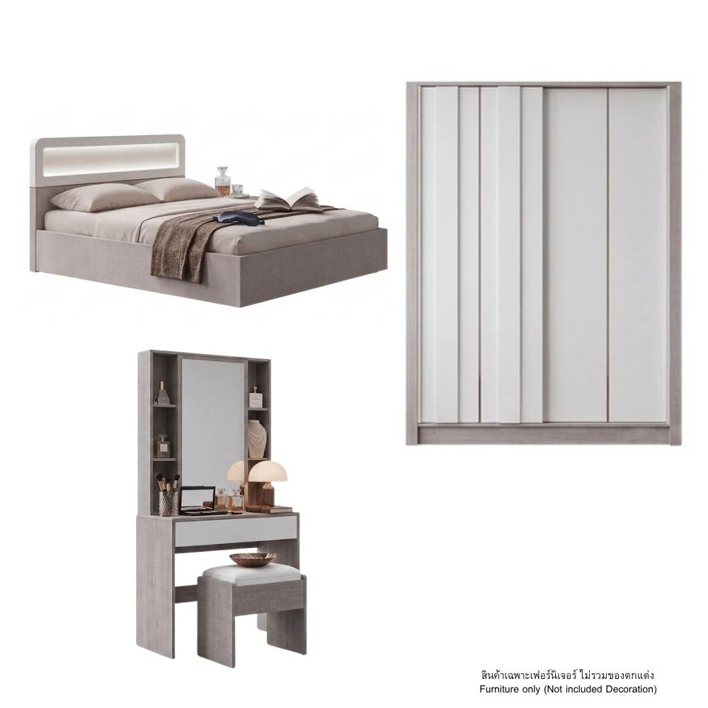 ชุดห้องนอน 5 ฟุต WISDOM DESIGN FURNITURE รุ่น NORTH สีไวท์แฟบริค_1
