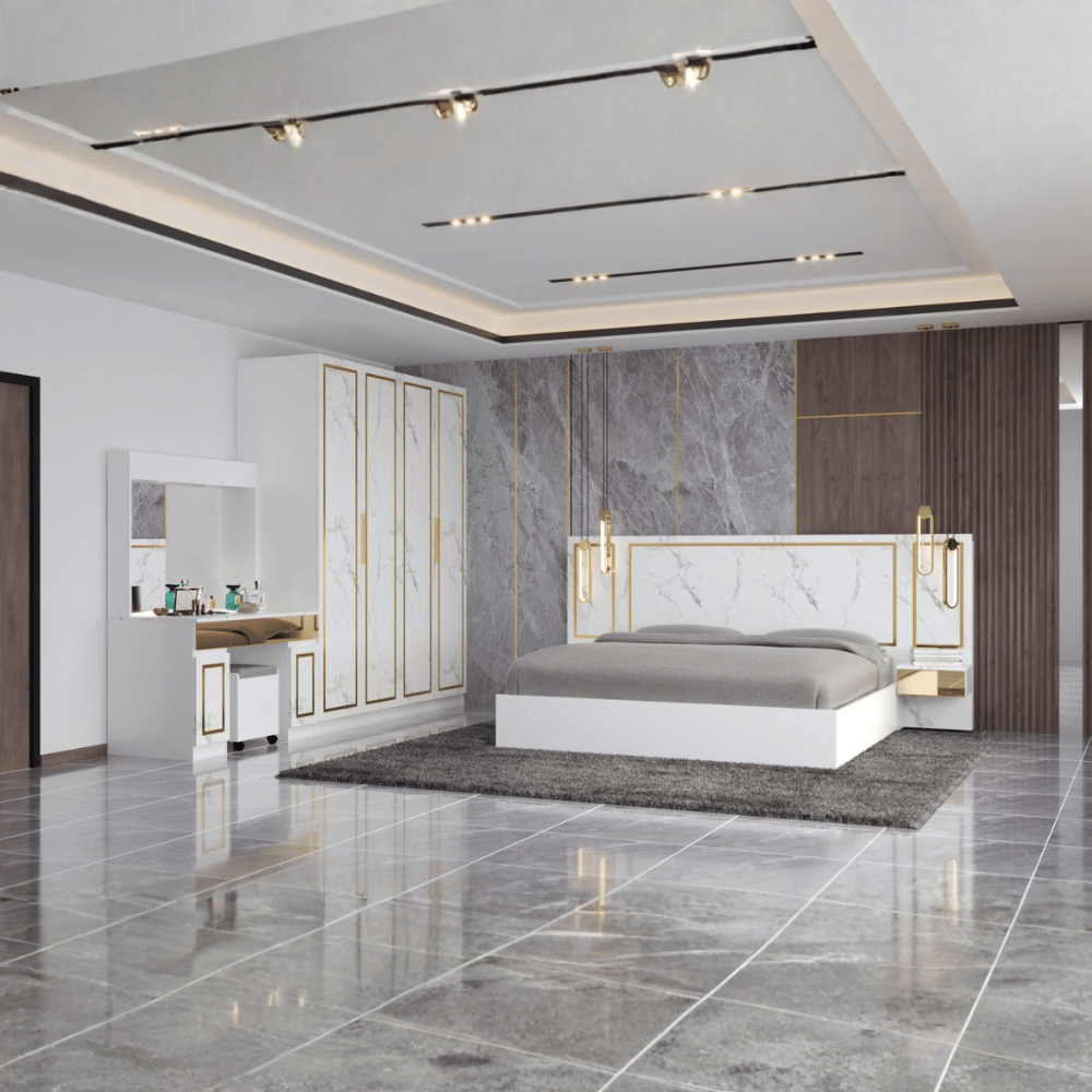 ชุดห้องนอน + ที่นอนสปริง 6 ฟุต WISDOM DESIGN FURNITURE รุ่น MONICA สีขาวซอฟท์มาร์เบิ้ล_2