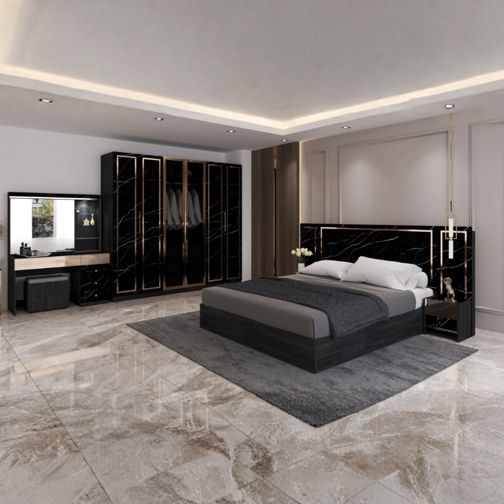 ชุดห้องนอน 6 ฟุต WISDOM DESIGN FURNITURE รุ่น AMANDA B สีดาร์คมาร์เบิ้ล_2