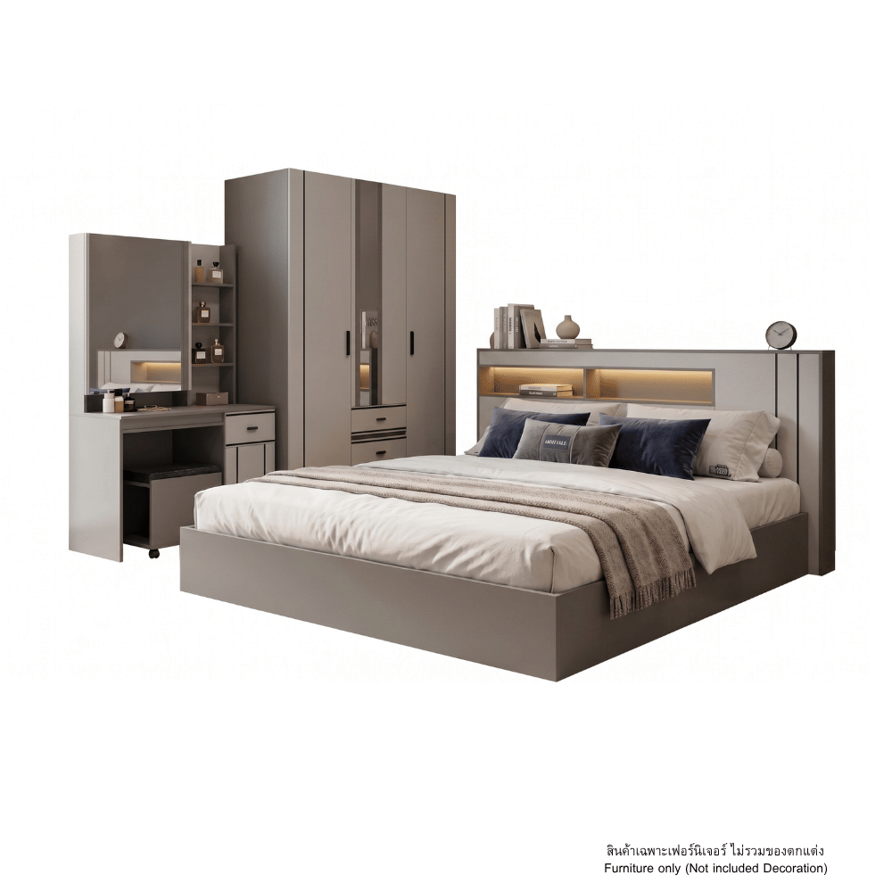 ชุดห้องนอน 6 ฟุต WISDOM DESIGN FURNITURE รุ่น TAYLOR สีเทา_2