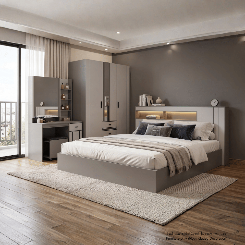 ชุดห้องนอน 6 ฟุต WISDOM DESIGN FURNITURE รุ่น TAYLOR สีเทา_3