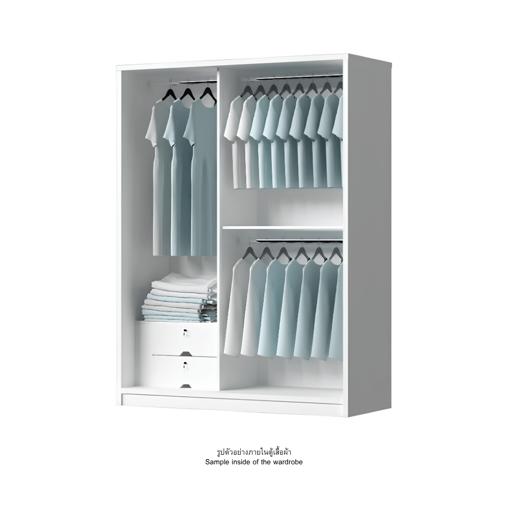 ตู้เสื้อผ้าบานเลื่อน WISDOM DESIGN FURNITURE รุ่น W15SLT 150 ซม. สีวอลนัท_3