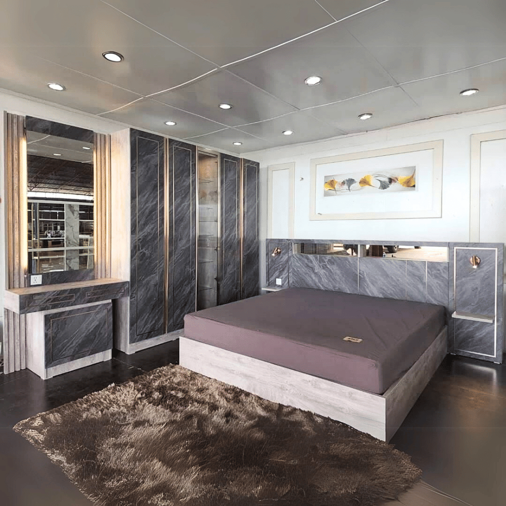 ชุดห้องนอน 6 ฟุต WISDOM DESIGN FURNITURE รุ่น MASTER MARBLE GRAY สีเมเปิ้ล/เมลามีนหิน667_4
