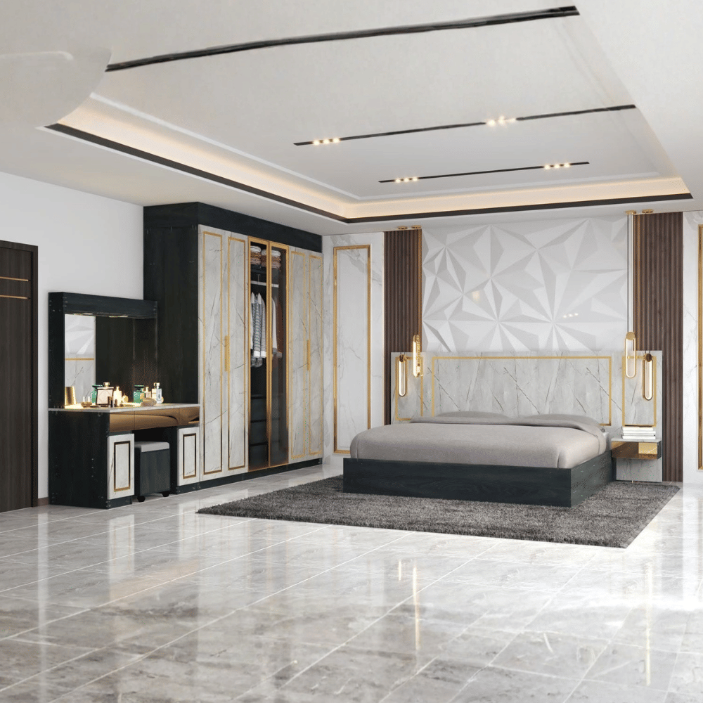ชุดห้องนอน + ที่นอนสปริง 5 ฟุต WISDOM DESIGN FURNITURE รุ่น JESSICA B สีแอชเกรย์/ไลท์มาร์เบิล/โกลด์_3