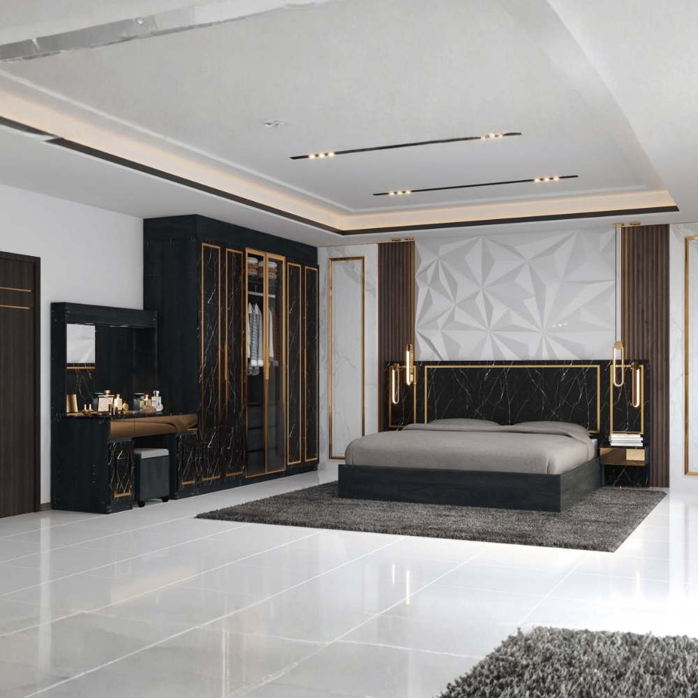 ชุดห้องนอน 5 ฟุต WISDOM DESIGN FURNITURE รุ่น JESSICA B สีแอชเกรย์/ดาร์คมาร์เบิล/โกลด์_3