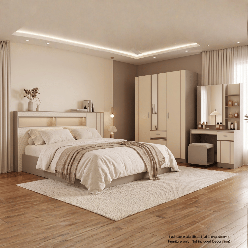 ชุดห้องนอน 6 ฟุต WISDOM DESIGN FURNITURE รุ่น TAYLOR สีครีม_4