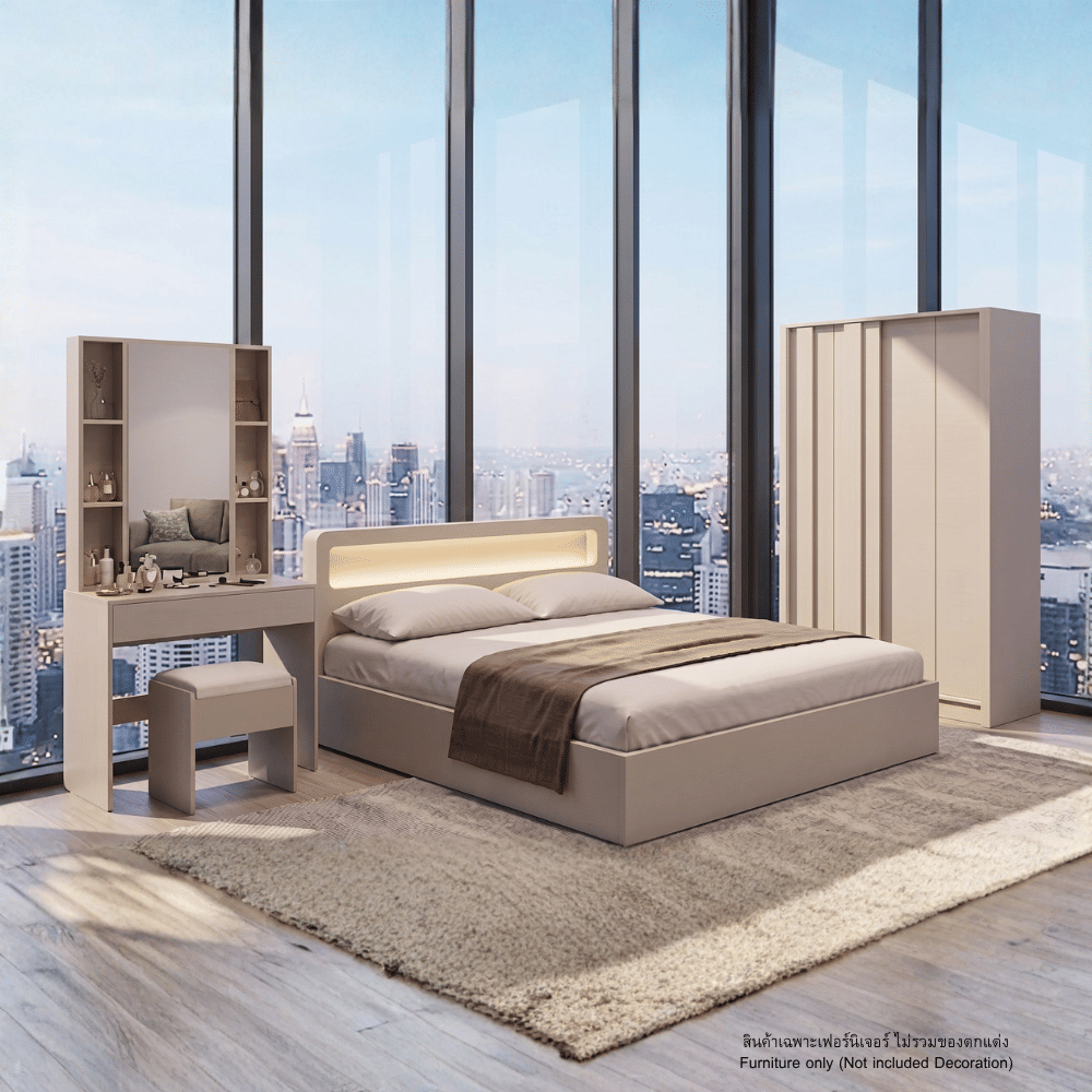 ชุดห้องนอน 5 ฟุต WISDOM DESIGN FURNITURE รุ่น NORTH สีเบจ_4