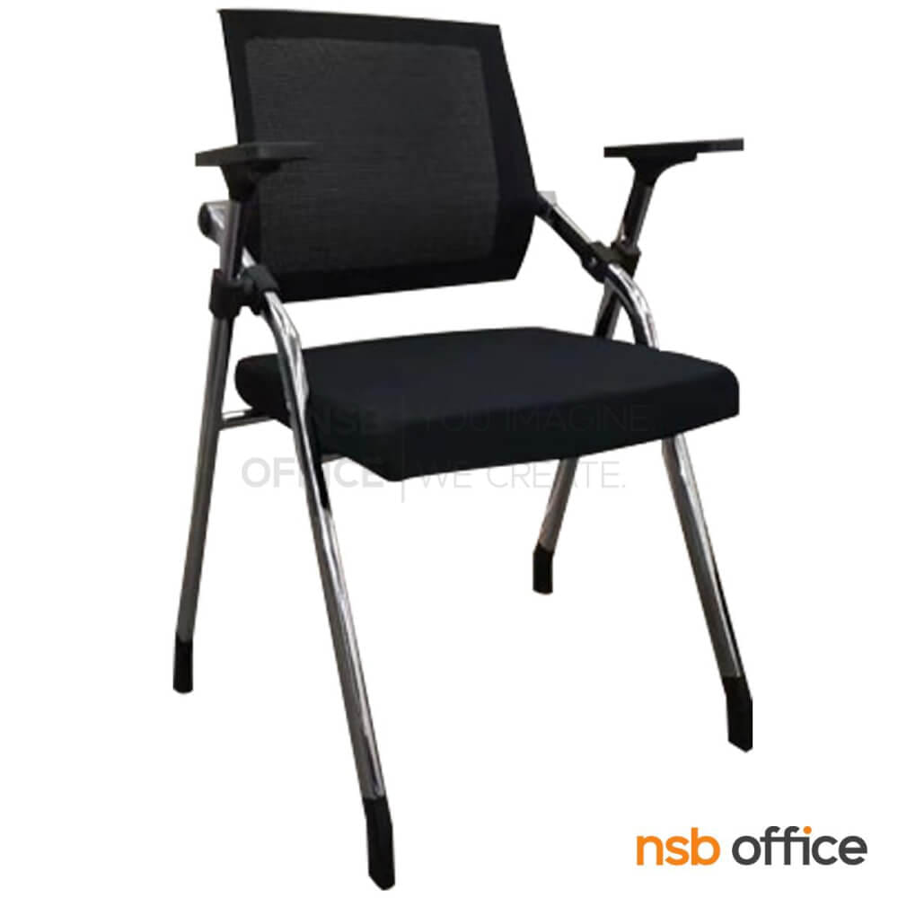 เก้าอี้สำนักงาน NSBOFFICE รุ่น RYKER ขาเหล็กชุบโครเมียม พับได้ สีดำ_1