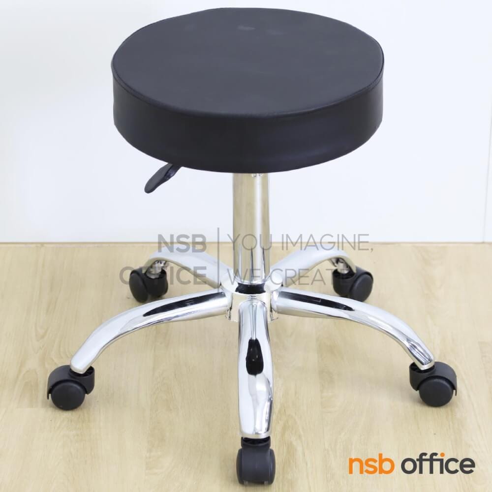 เก้าอี้บาร์ล้อเลื่อน NSBOFFICE รุ่น SANYO สีดำ ขาเหล็กชุบโครเมียม