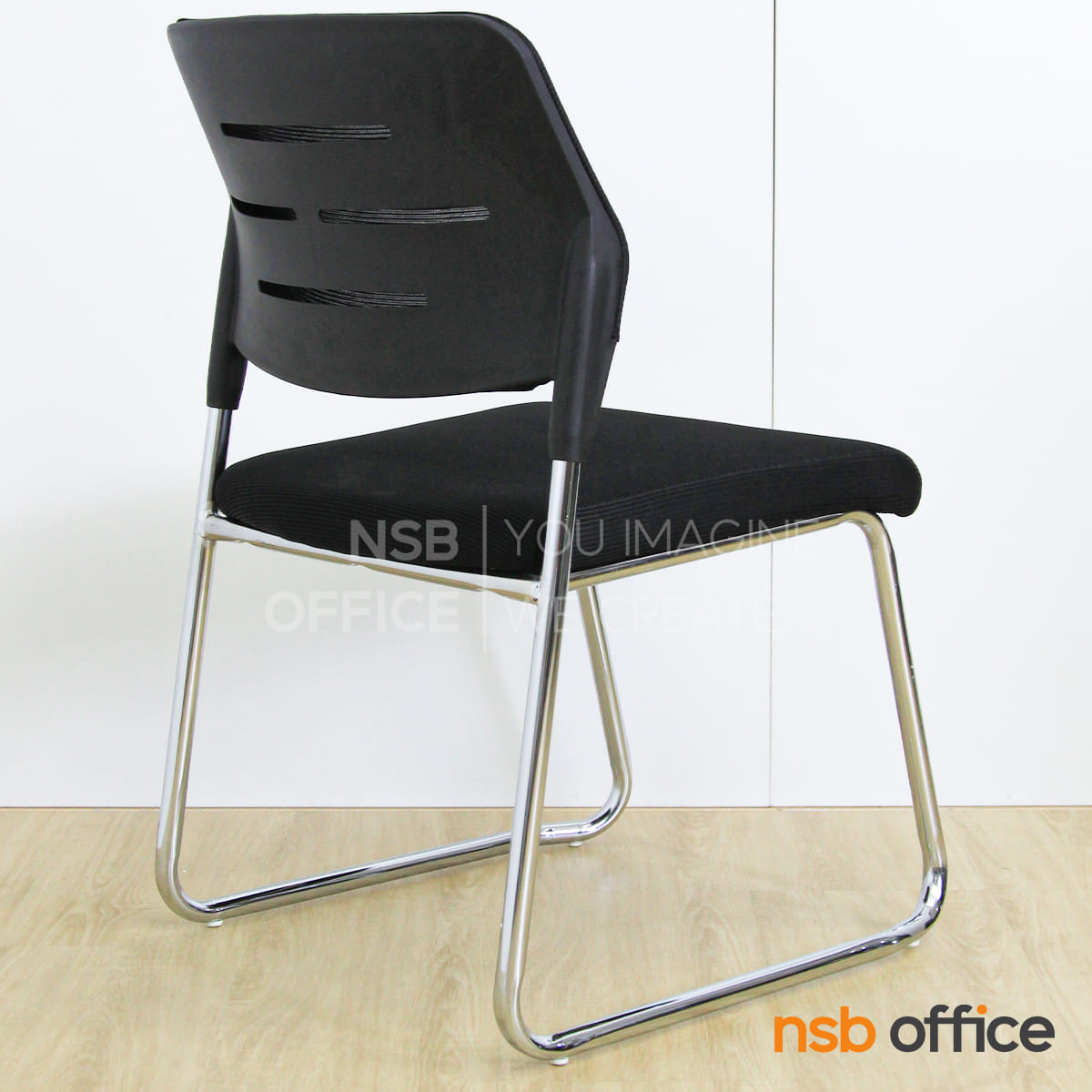 เก้าอี้รับรอง NSBOFFICE รุ่น ALBERT ขาเหล็กชุบโครเมียม สีดำ_2