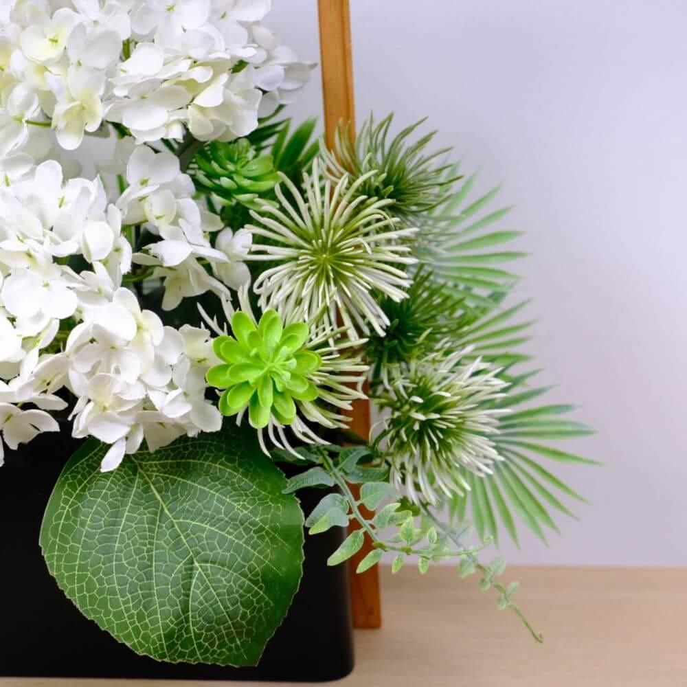 ดอกไฮเดรนเยียประดิษฐ์ผ้าในแจกัน  JGLORYFLOWER  สีขาว