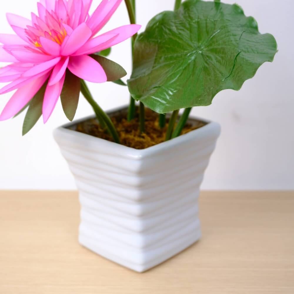 ดอกบัวประดิษฐ์ผ้าในแจกัน  JGLORYFLOWER  สีชมพู_3