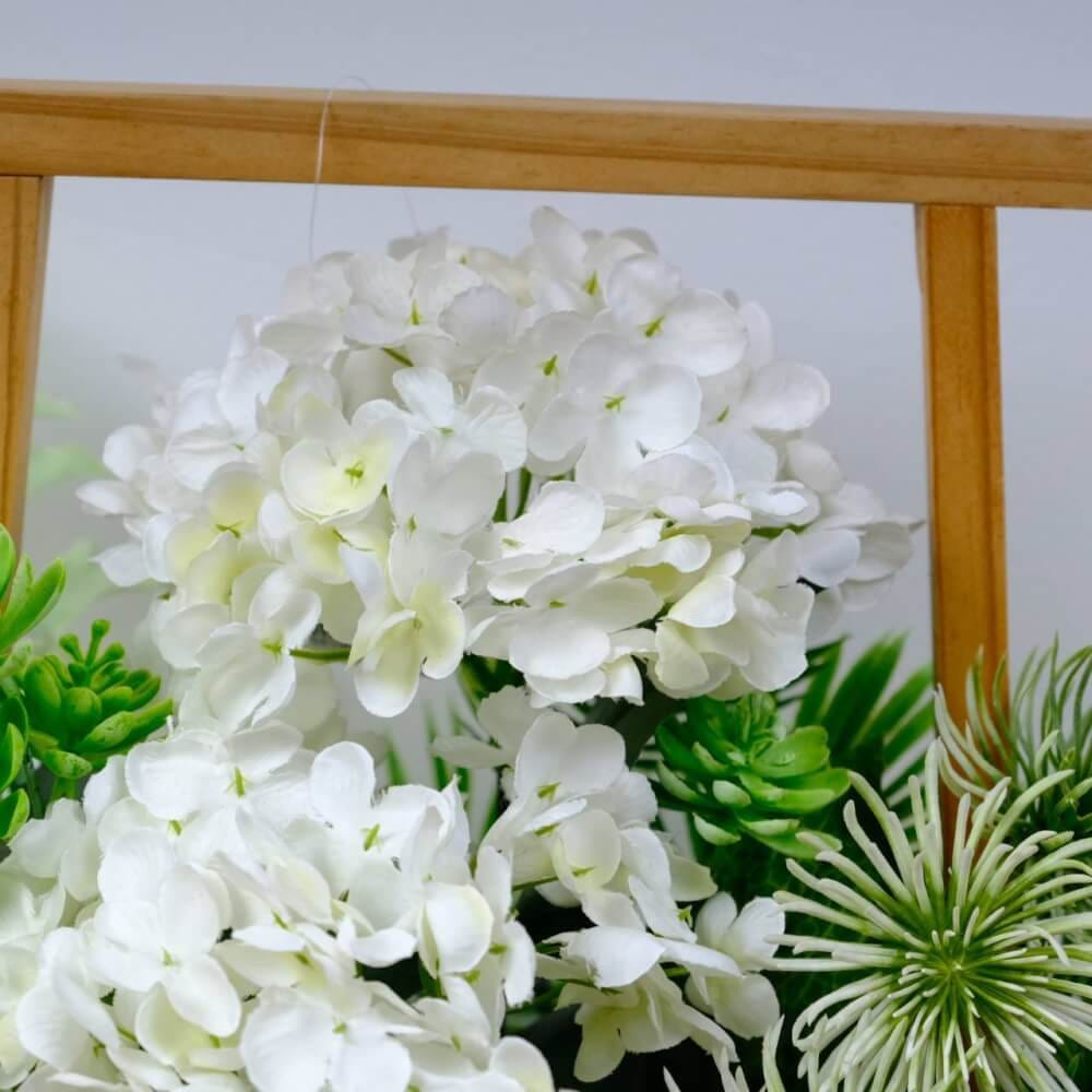 ดอกไฮเดรนเยียประดิษฐ์ผ้าในแจกัน  JGLORYFLOWER  สีขาว
