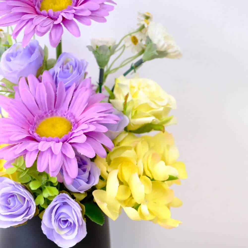 ดอกเยอบีร่าประดิษฐ์ผ้าในแจกัน  JGLORYFLOWER  สีม่วง/เหลือง_3