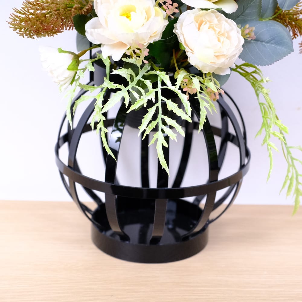 ดอกกุหลาบประดิษฐ์ผ้าในแจกัน JGLORYFLOWER สีครีม