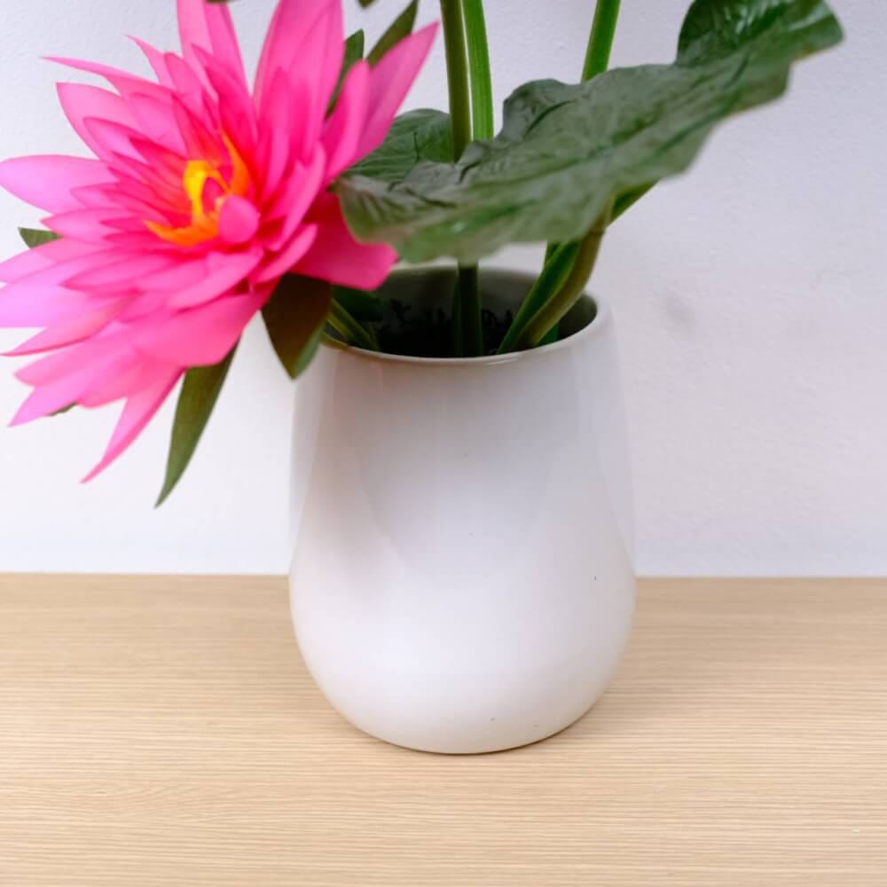 ดอกบัวประดิษฐ์ผ้าในแจกัน  JGLORYFLOWER สีชมพู