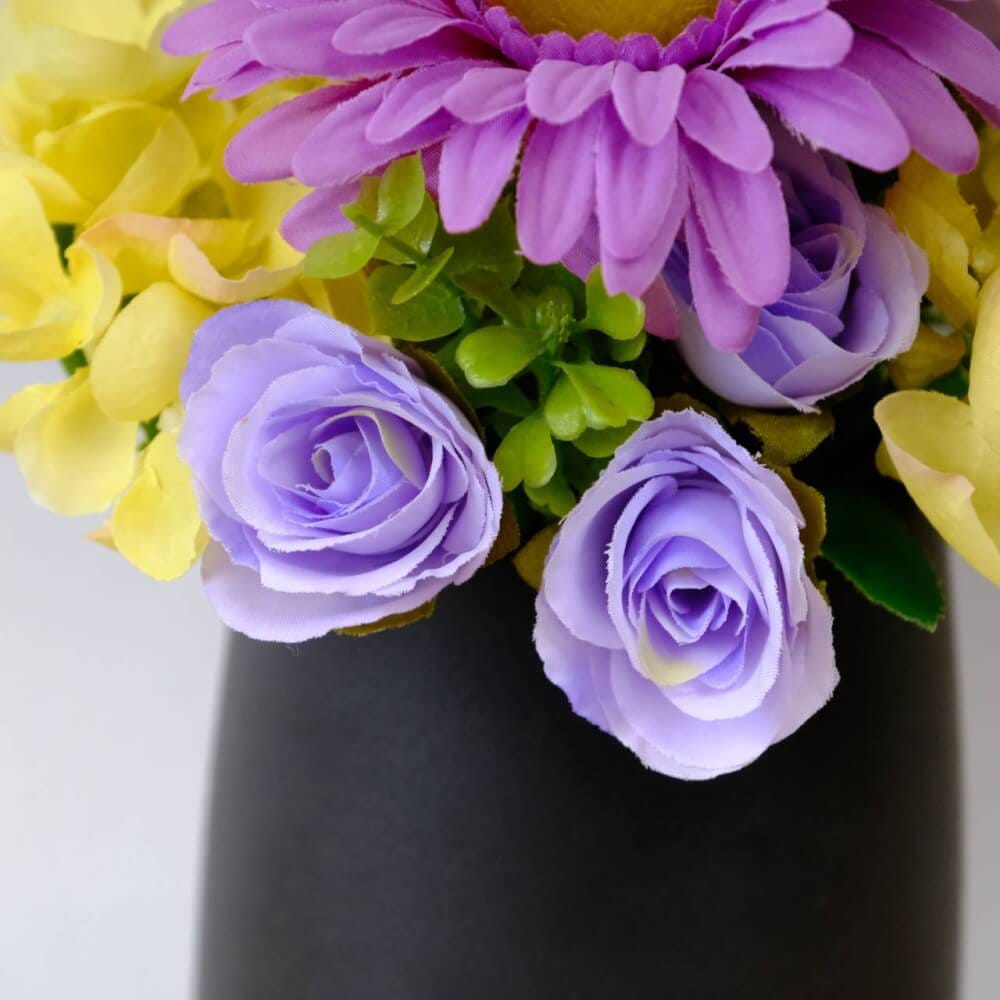 ดอกเยอบีร่าประดิษฐ์ผ้าในแจกัน  JGLORYFLOWER  สีม่วง/เหลือง_4