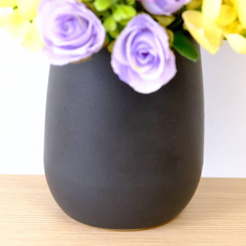 ดอกเยอบีร่าประดิษฐ์ผ้าในแจกัน  JGLORYFLOWER  สีม่วง/เหลือง_5