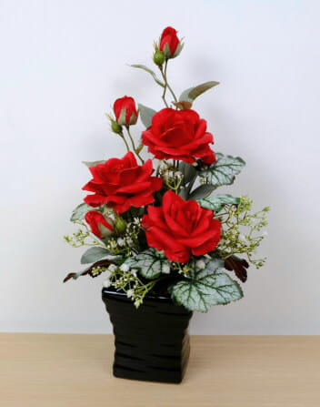ดอกกุหลาบประดิษฐ์ผ้าในแจกัน JGLORYFLOWER สีแดง_0