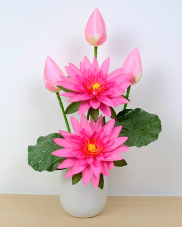 ดอกบัวประดิษฐ์ผ้าในแจกัน  JGLORYFLOWER สีชมพู_0