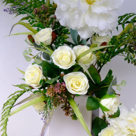 ดอกพีโอนี่ประดิษฐ์ผ้าในแจกัน JGLORYFLOWER สีขาว_1