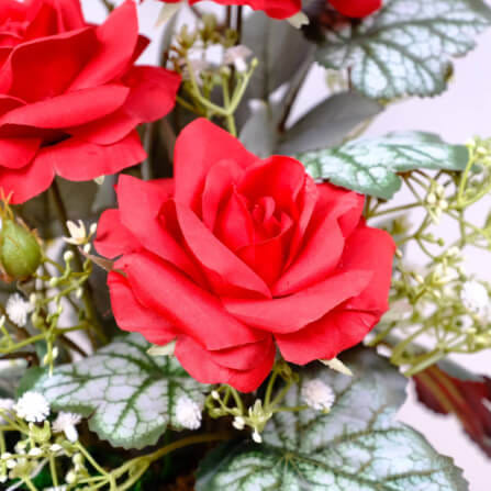 ดอกกุหลาบประดิษฐ์ผ้าในแจกัน JGLORYFLOWER สีแดง_2