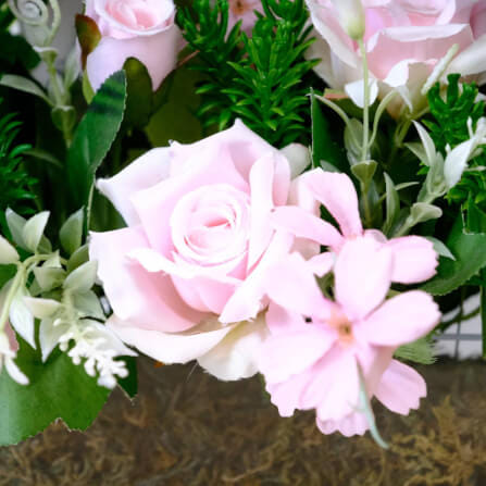 ดอกกุหลาบประดิษฐ์ผ้าในแจกัน  JGLORYFLOWER  สีชมพู_2
