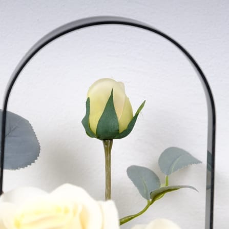ดอกกุหลาบประดิษฐ์ผ้าในแจกัน JGLORYFLOWER สีครีม_3