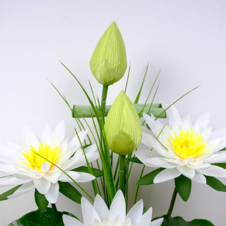 ดอกบัวสายประดิษฐ์ผ้าในแจกัน JGLORYFLOWER  สีขาว_3