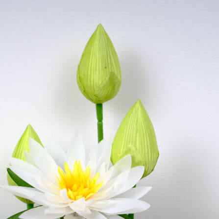 ดอกบัวประดิษฐ์ผ้าในแจกัน  JGLORYFLOWER  สีขาว แจกันเซรามิกทรงกลม_3