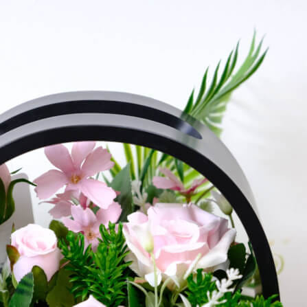 ดอกกุหลาบประดิษฐ์ผ้าในแจกัน  JGLORYFLOWER  สีชมพู_4