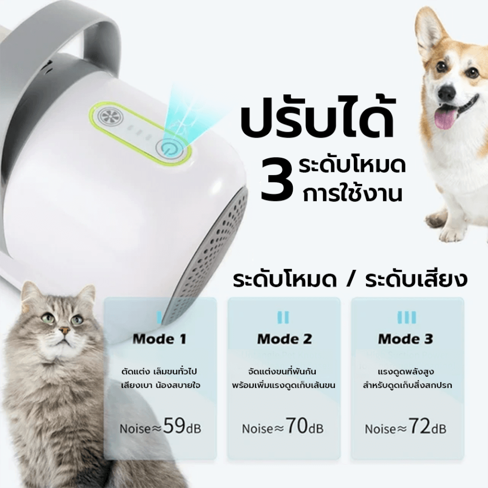 เครื่องตัดแต่งขน AFP PRO PET GROOMING VACUUM พร้อมหัว 7 แบบ หัวตัดขนอุ้งเท้า หัวตะไบเล็บ ปัตตาเลี่ยน กรอง HEPA
