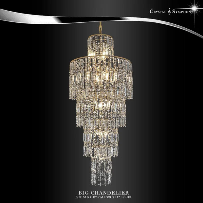 โคมไฟระย้า CRYSTAL SYMPHONY รุ่น KRIM-20120/1200L17G สีทอง