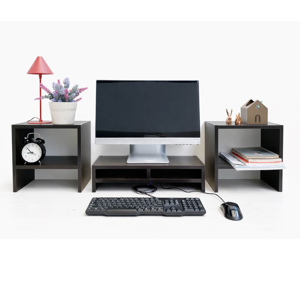 ชุดชั้นวางจอคอม PROSPACE FURNITURE รุ่น ANGASSO สีวอลนัท เซ็ต 3 ชิ้น (ชั้นวางจอคอมและชั้นวางอเนกประสงค์)