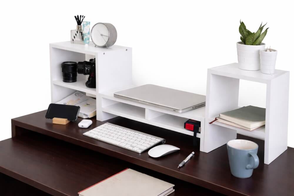 ชุดชั้นวางจอคอม PROSPACE FURNITURE รุ่น ANGASSO สีขาว เซ็ต 3 ชิ้น (ชั้นวางจอคอมและชั้นวางอเนกประสงค์)_8