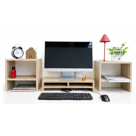 ชุดชั้นวางจอคอม PROSPACE FURNITURE รุ่น ANGASSO สีไวท์เมเปิ้ล เซ็ต 3 ชิ้น (ชั้นวางจอคอมและชั้นวางอเนกประสงค์)_0
