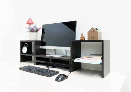 ชุดชั้นวางจอคอม PROSPACE FURNITURE รุ่น ANGASSO สีวอลนัท เซ็ต 3 ชิ้น (ชั้นวางจอคอมและชั้นวางอเนกประสงค์)_3