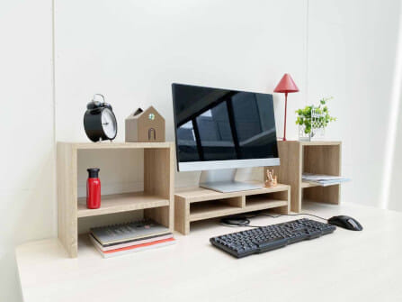 ชุดชั้นวางจอคอม PROSPACE FURNITURE รุ่น ANGASSO สีไวท์เมเปิ้ล เซ็ต 3 ชิ้น (ชั้นวางจอคอมและชั้นวางอเนกประสงค์)_9