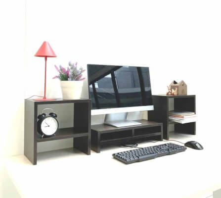 ชุดชั้นวางจอคอม PROSPACE FURNITURE รุ่น ANGASSO สีวอลนัท เซ็ต 3 ชิ้น (ชั้นวางจอคอมและชั้นวางอเนกประสงค์)_8
