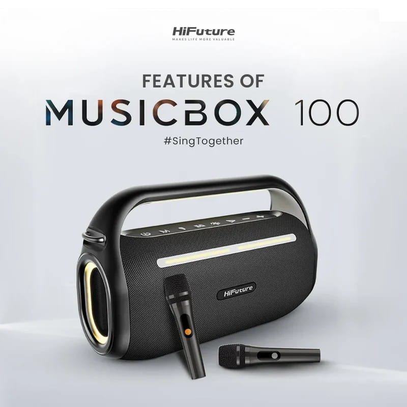 ลำโพงบลูทูธ สำหรับร้องคาราโอเกะ HIFUTURE MUSICBOX 100 สีดำ