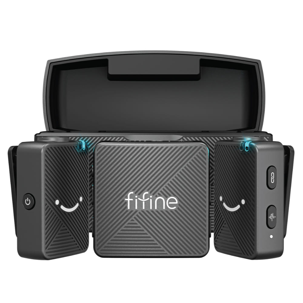 ไมโครโฟนไร้สาย FIFINE M9 DUAL WIRELESS LAVALIER สีดำ