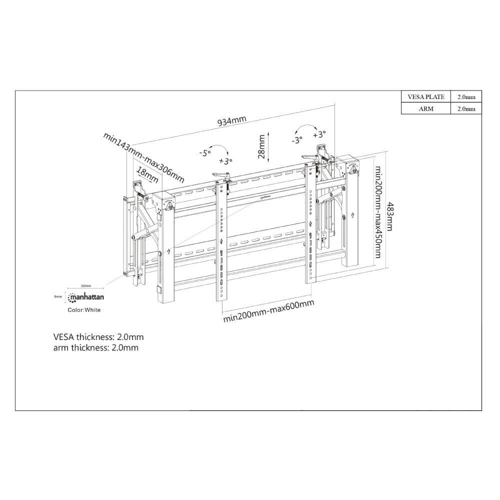 ขาแขวนทีวีติดผนัง MANHATTAN แบบ VDO WALL MOUNT รองรับขนาดจอ 45-70 นิ้ว_4