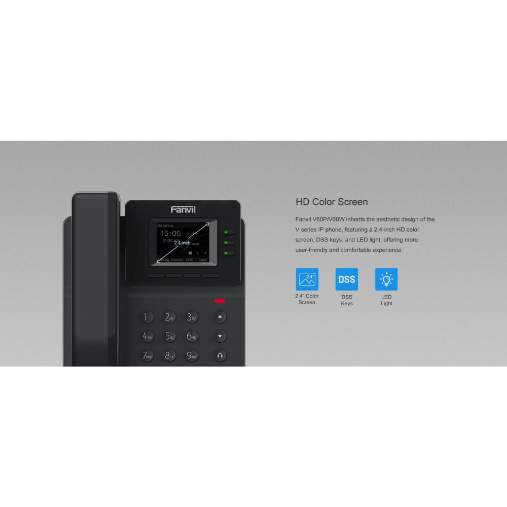 โทรศัพท์สำนักงาน FANVIL FNV-V60W สีดำ (BASIC-LEVEL IP PHONE)